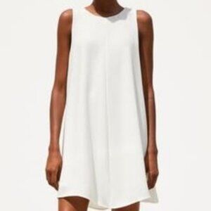 EUC- Zara White Sleeveless Crew Neck Tunic Mini Dress Size Large